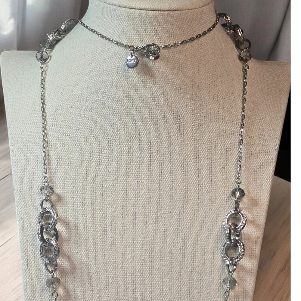 Loft Interlocking Decorative Silver Ovals Long Bo… - image 2
